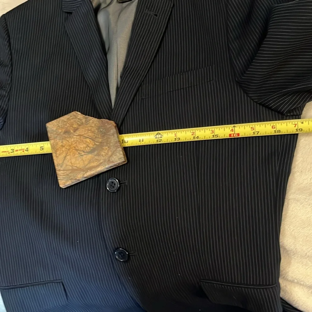 H&M Mens Dark Navy Blue Pinstriped Blazer Suit Jacket Sz 36R